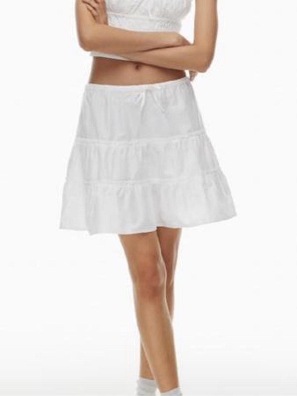 Aritzia Sunday best macaron White Tiered mini Skirt - cotton skirt